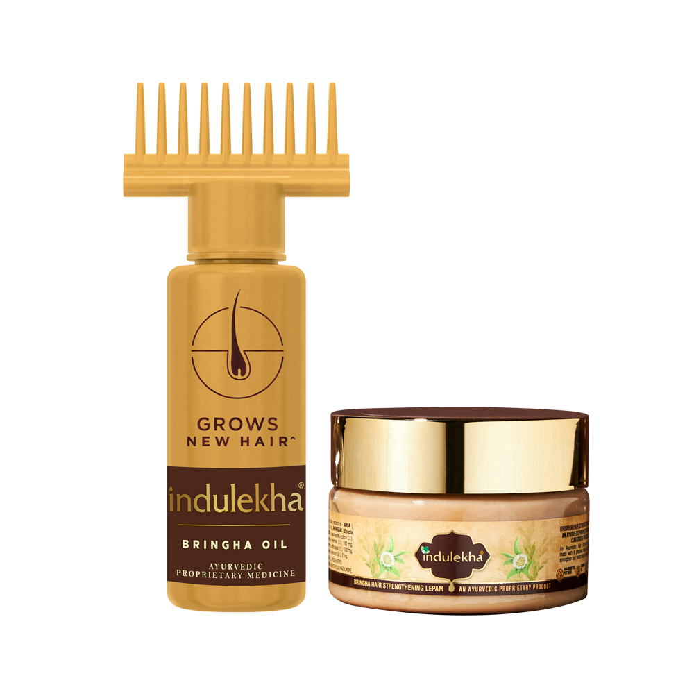Indulekha Bringha: Oil 50ml + Lepam (Hair Mask) 200ml