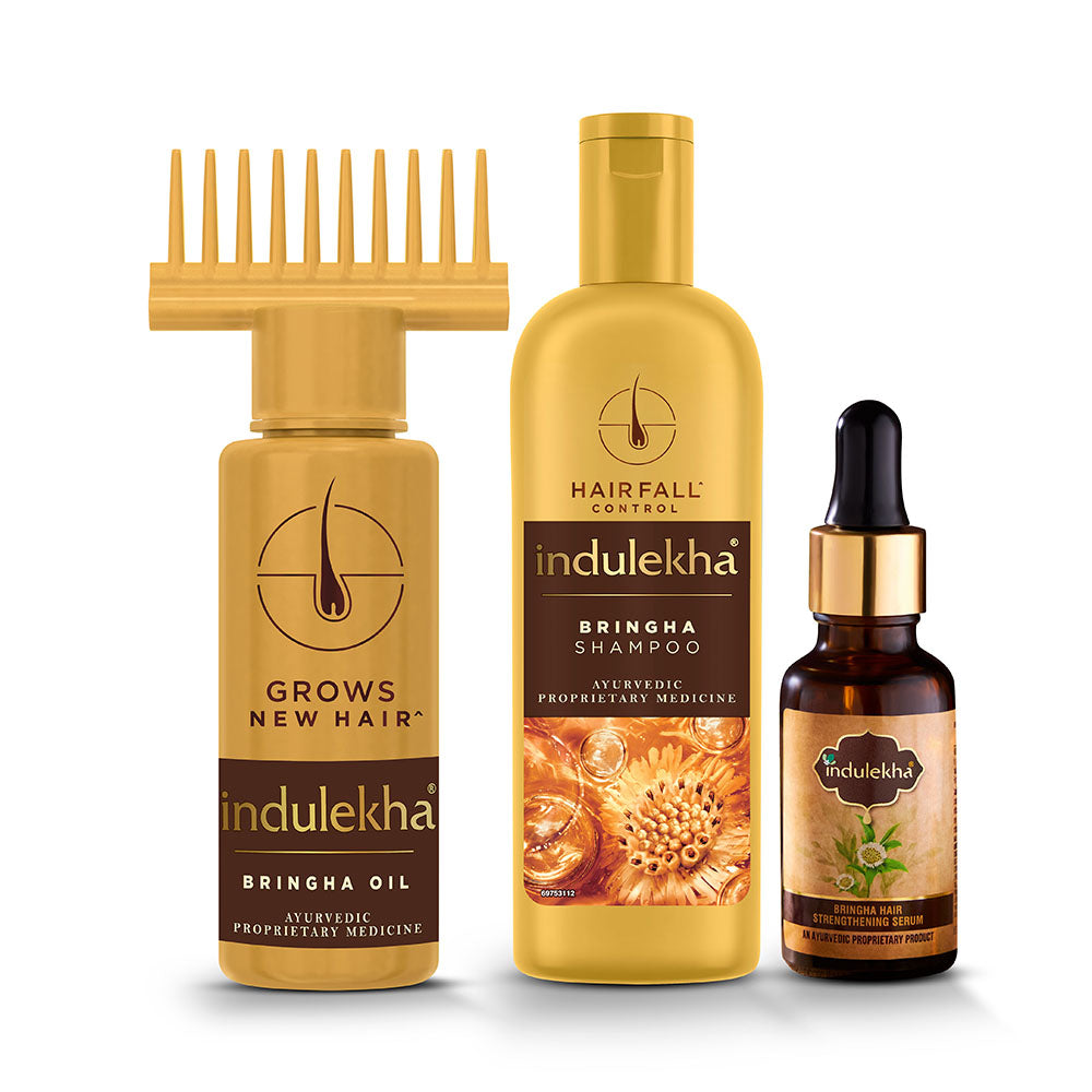 Indulekha Combo Pack: Bringha Oil  Shampoo & Serum 